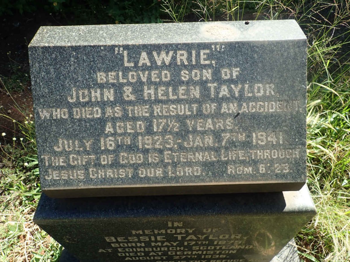 TAYLOR John 1876-1955 & Bessie 1879-1936 :: TAYLOR Lawrie 1923-1941 _3