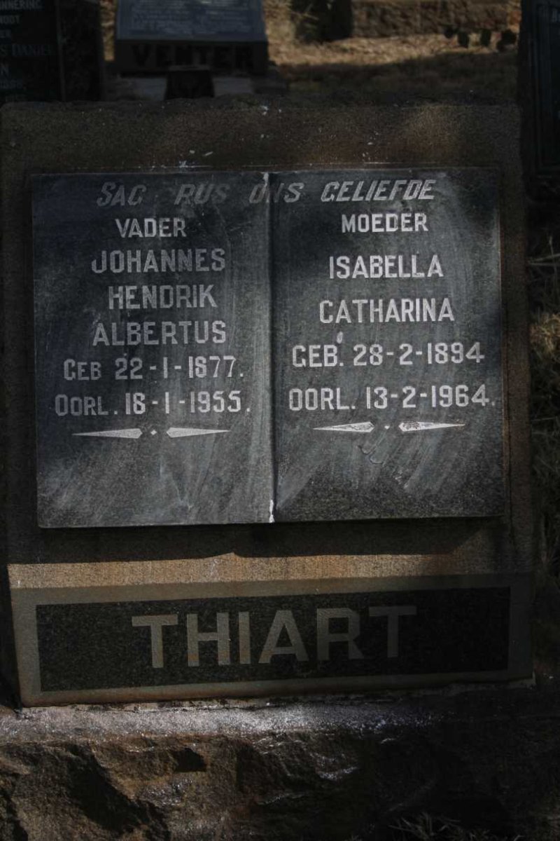 THIART Johannes Hendrik Albertus 1877-1955 & Isabella Catharina 1894-1964