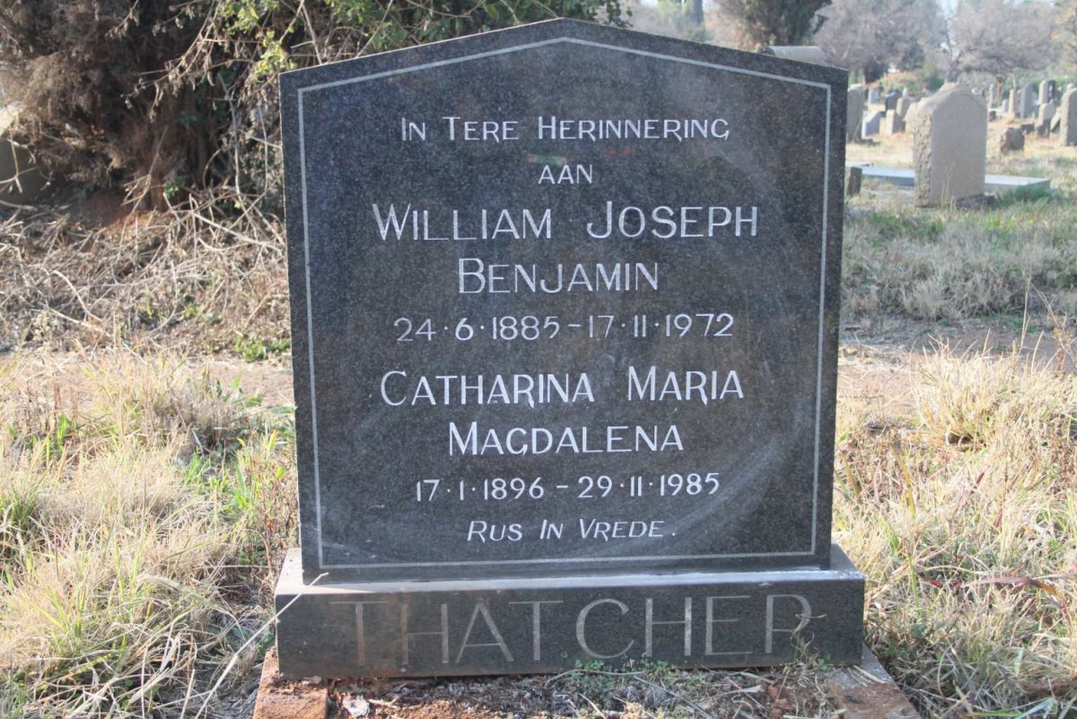 THATCHER William Joseph Benjamin 1885-1972 &amp; Catharina Maria Magdalena 1896-1985