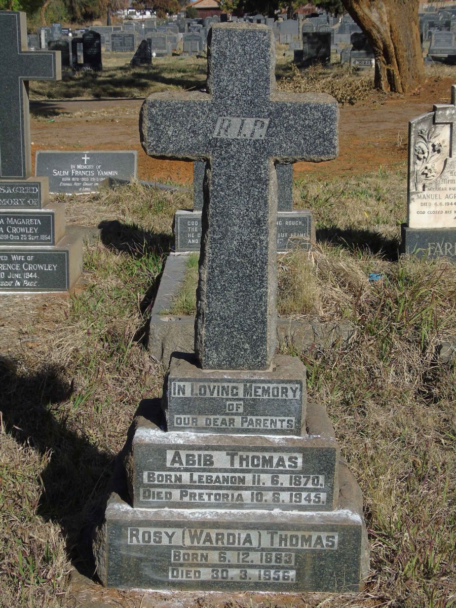 THOMAS Abib 1870-1945 &amp; Rosy WARDIA 1883-1956