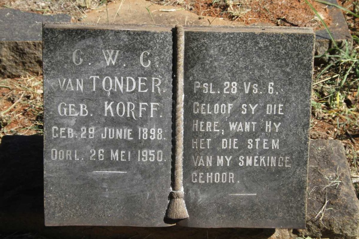 TONDER C.W.C., van nee KORFF 1898-1950