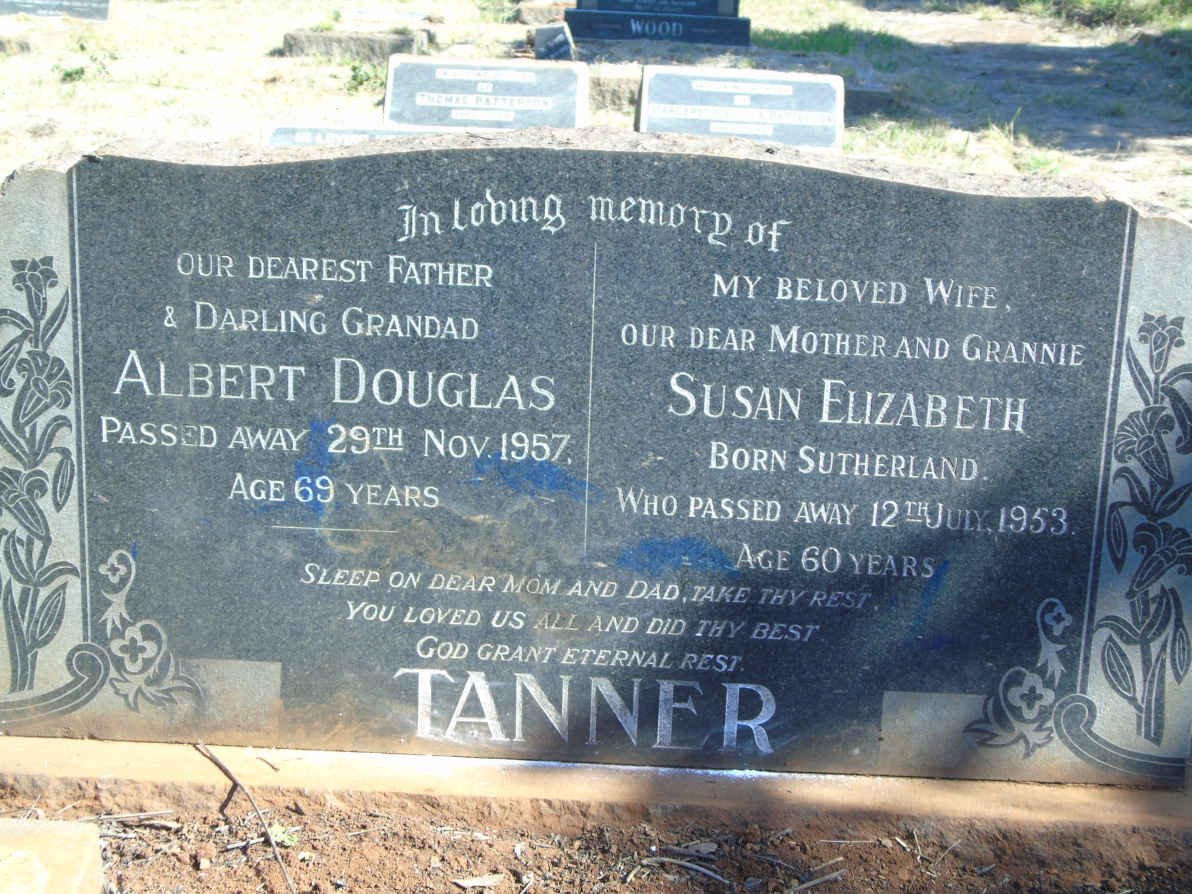 TANNER Albert Douglas -1957 &amp; Susan Elizabeth SUTHERLAND -1953