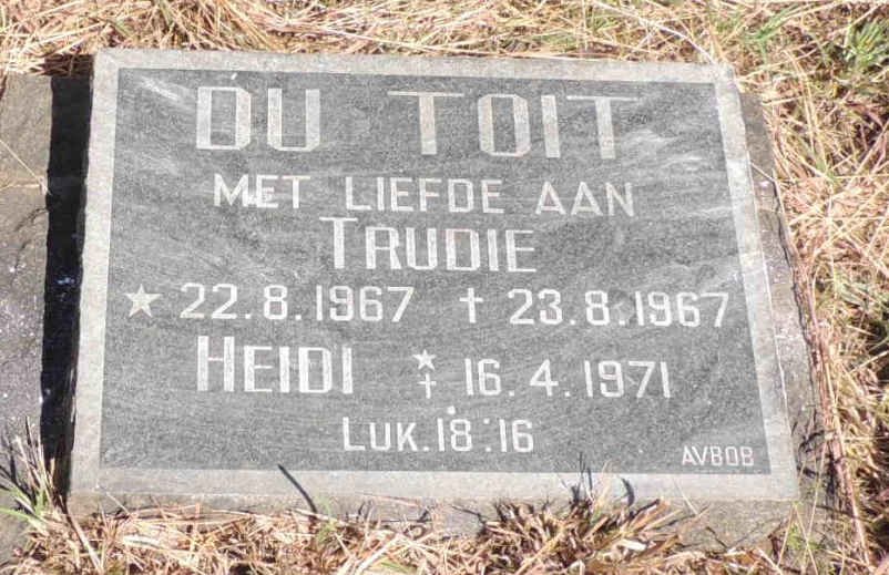 TOIT Trudie, du 1967-1967 :: DU TOIT Heidi 1971-1971