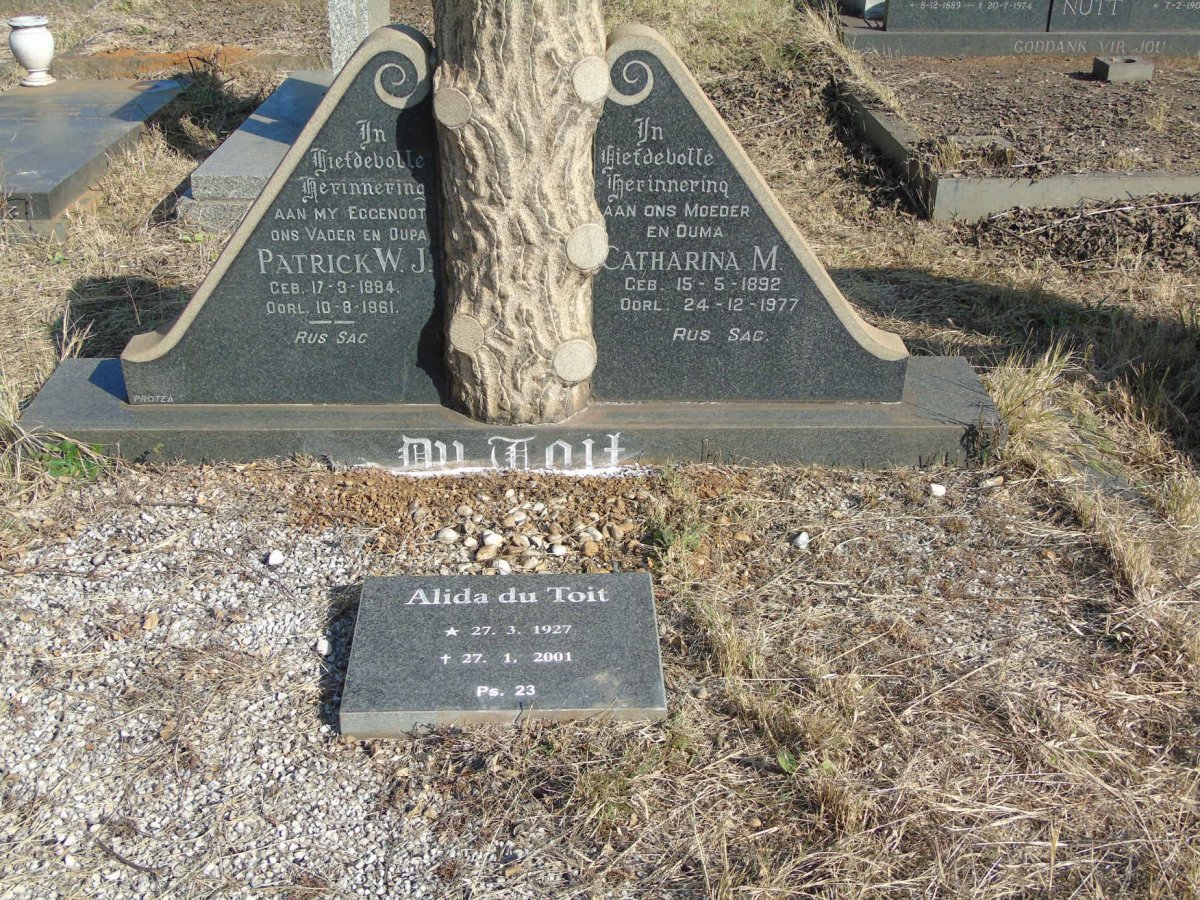 TOIT Patrick W.J. 1884-1961 &amp; Catharina M. 1892-1977 :: DU TOIT Alida 1927-2001