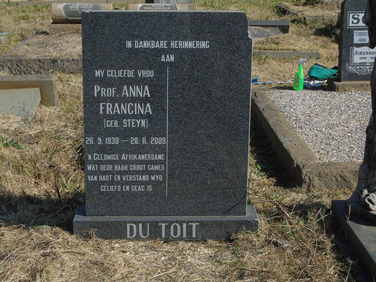 TOIT Anna Francina, du nee STEYN 1930-2009