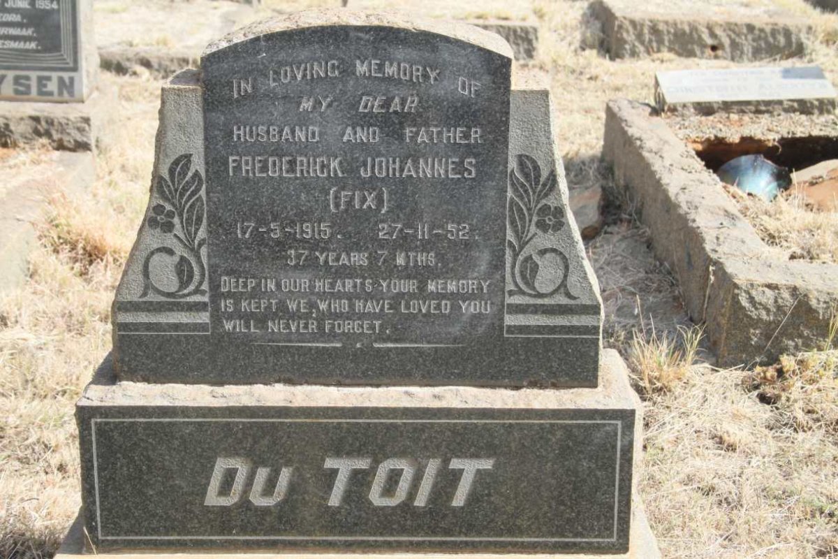 TOIT Frederick Johannes, du 1915-1952
