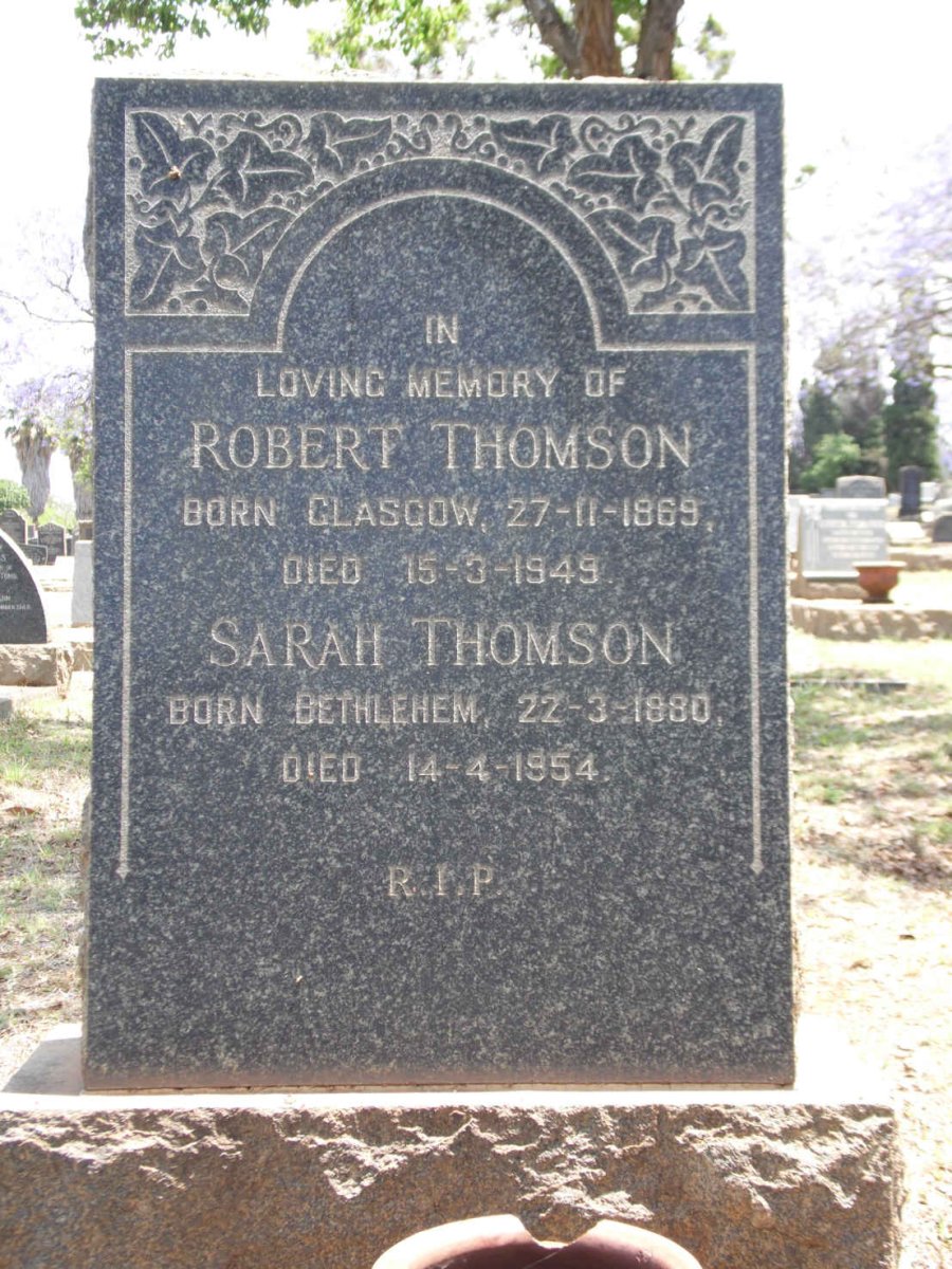 THOMSON Robert 1869-1949 &amp; Sarah 1880-1954