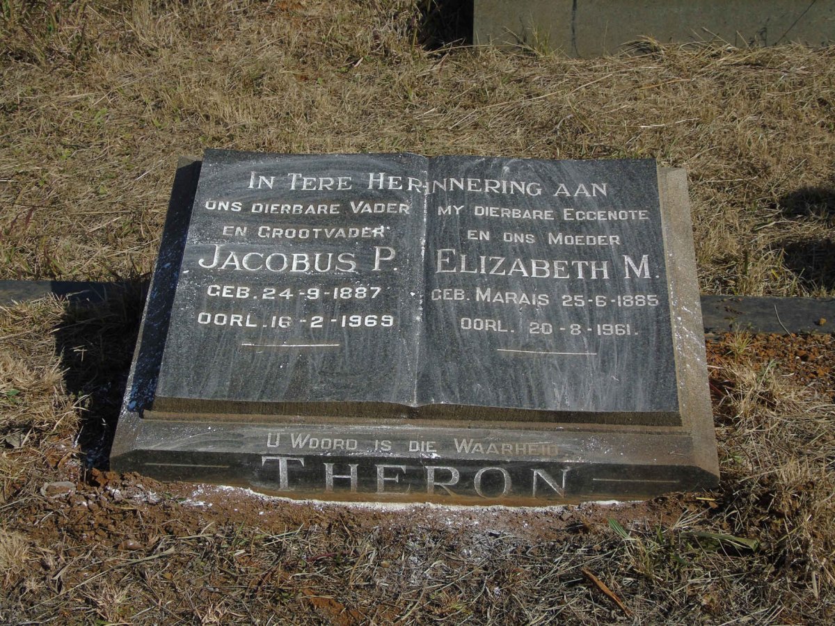 THERON Jacobus P. 1887-1969 &amp; Elizabeth M. MARAIS 1885-1961