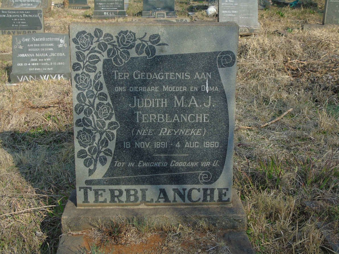 TERBLANCHE Judith M.A.J. nee REYNEKE 1891-1960