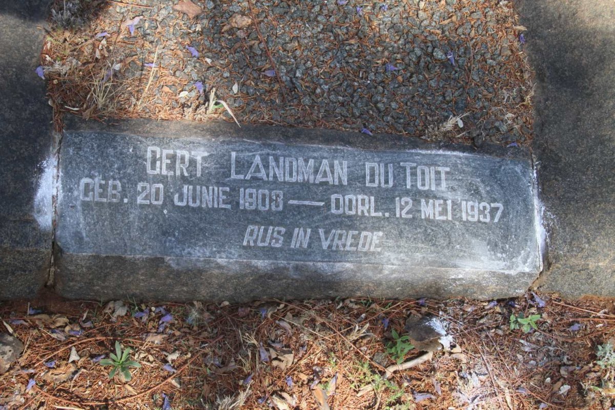 TOIT Gert Landman, du 1903-1937