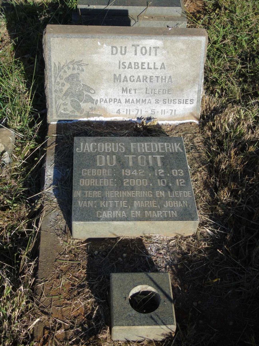 TOIT Jacobus Frederik, du 1942-2000 :: DU TOIT Isabella Magaretha 1971-1971