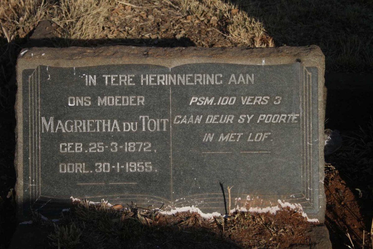 TOIT Magrietha, du 1872-1955