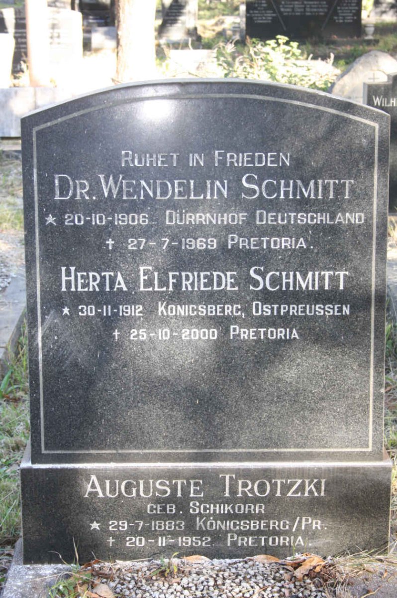 TROTZKI Auguste nee SCHIKORR 1883-1952 :: SCHMITT Wendelin 1906-1969 :: SCHMITT Herta Elfriede 1912-2000