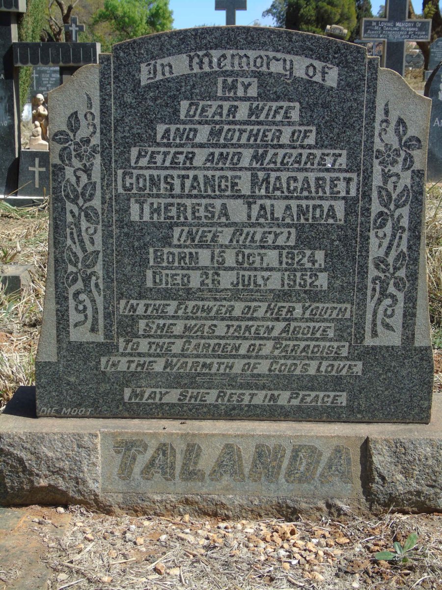TALANDA Constance Magaret Theresa nee RILEY 1924-1952