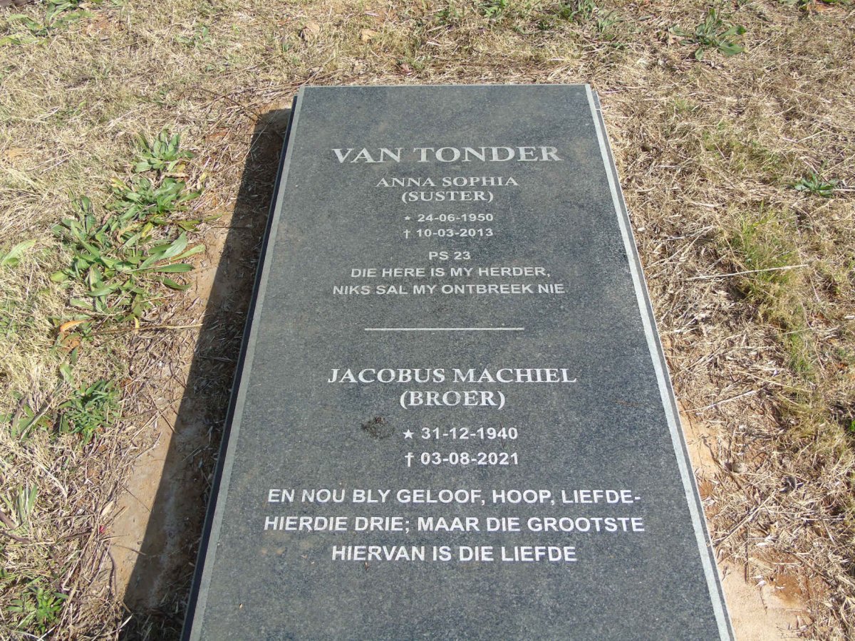 TONDER Jacobus Machiel, van 1940-2021 :: VAN TONDER Anna Sophia 1950-2013
