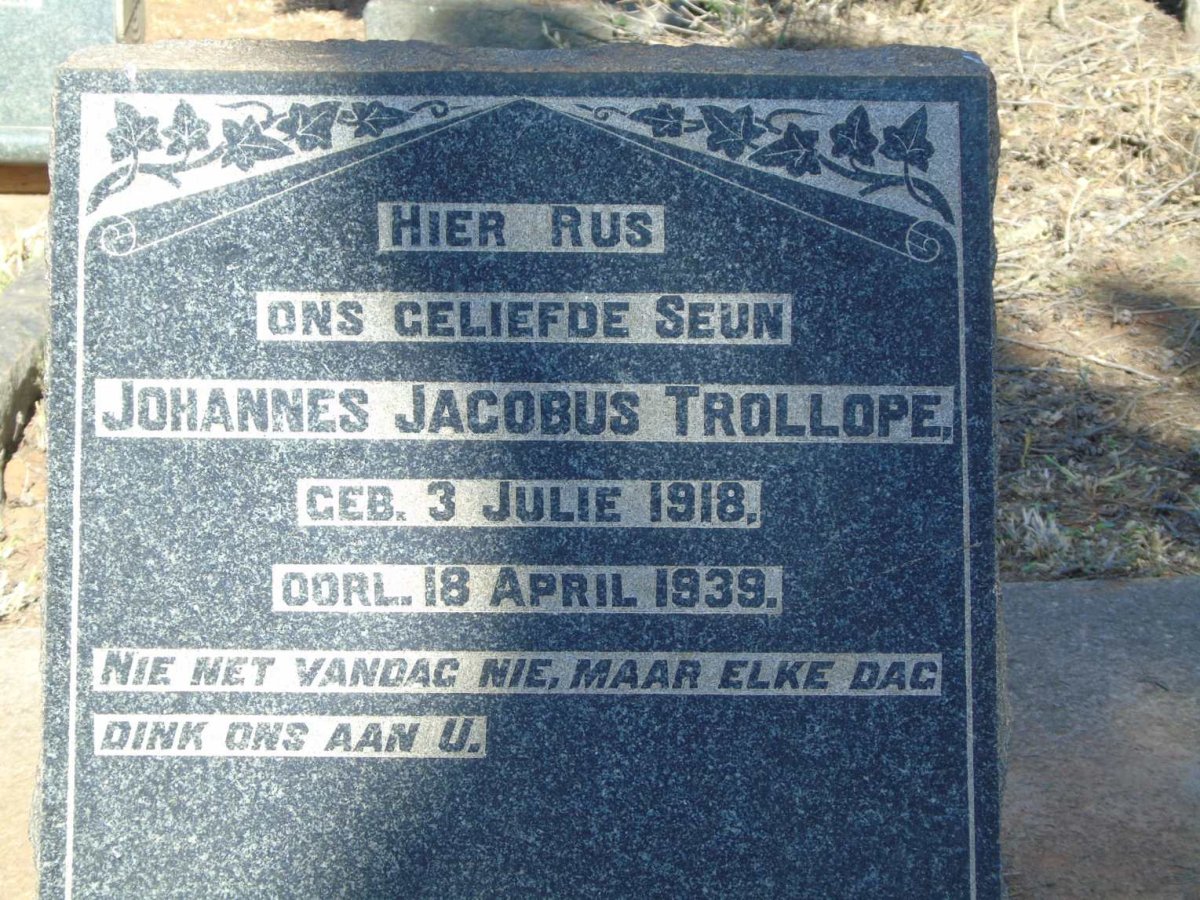 TROLLOPE Johannes Jacobus 1918-1939
