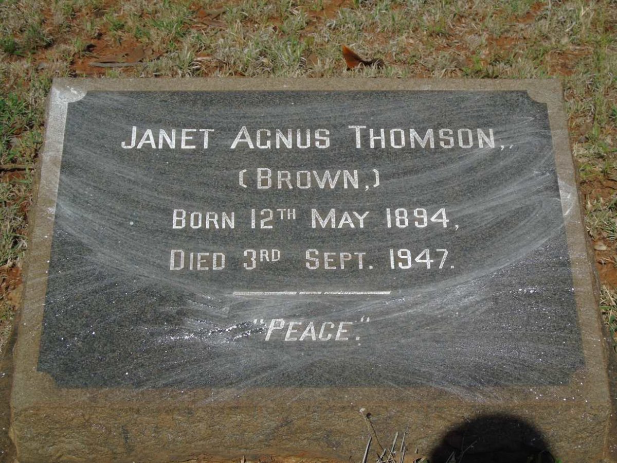 THOMSON Janet Agnus nee BROWN 1894-1947