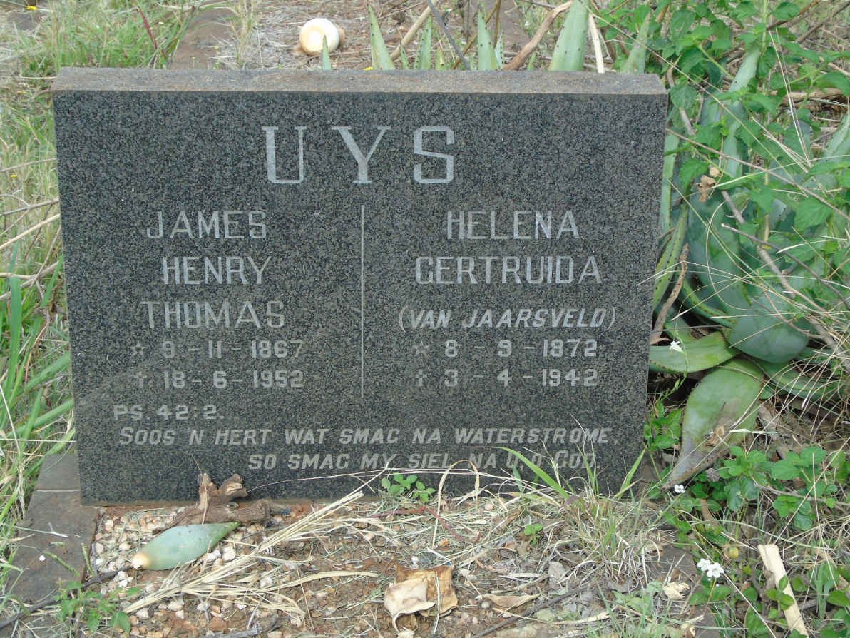 UYS James Henry Thomas 1867-1952 &amp; Helena Gertruida VAN JAARSVELD 1872-1942