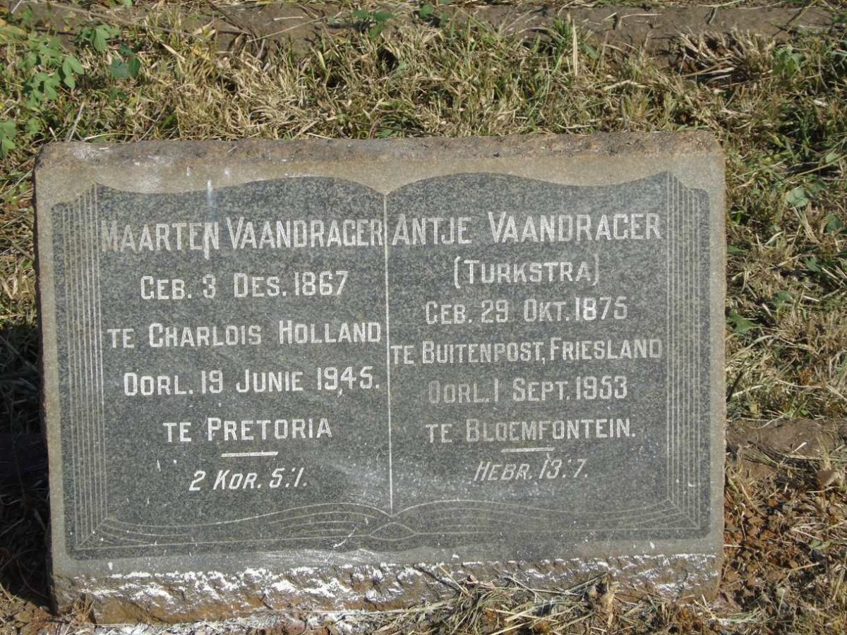 VAANDRAGER Maarten 1867-1945 & Antje TURKSTRA 1875-1953