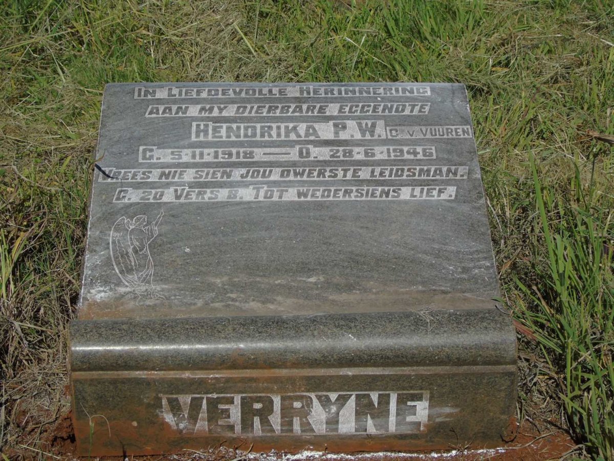 VERRYNE Hendrika P.W.C. nee VAN VUUREN 1918-1946