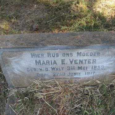VENTER Maria E. nee V.D. WALT 1856-1917
