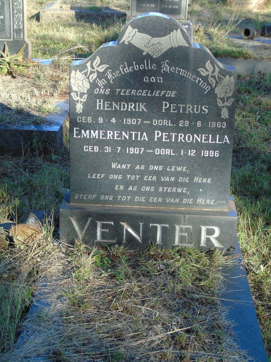 VENTER Hendrik Petrus 1907-1963 &amp; Emmerentia Petronella 1907-1996