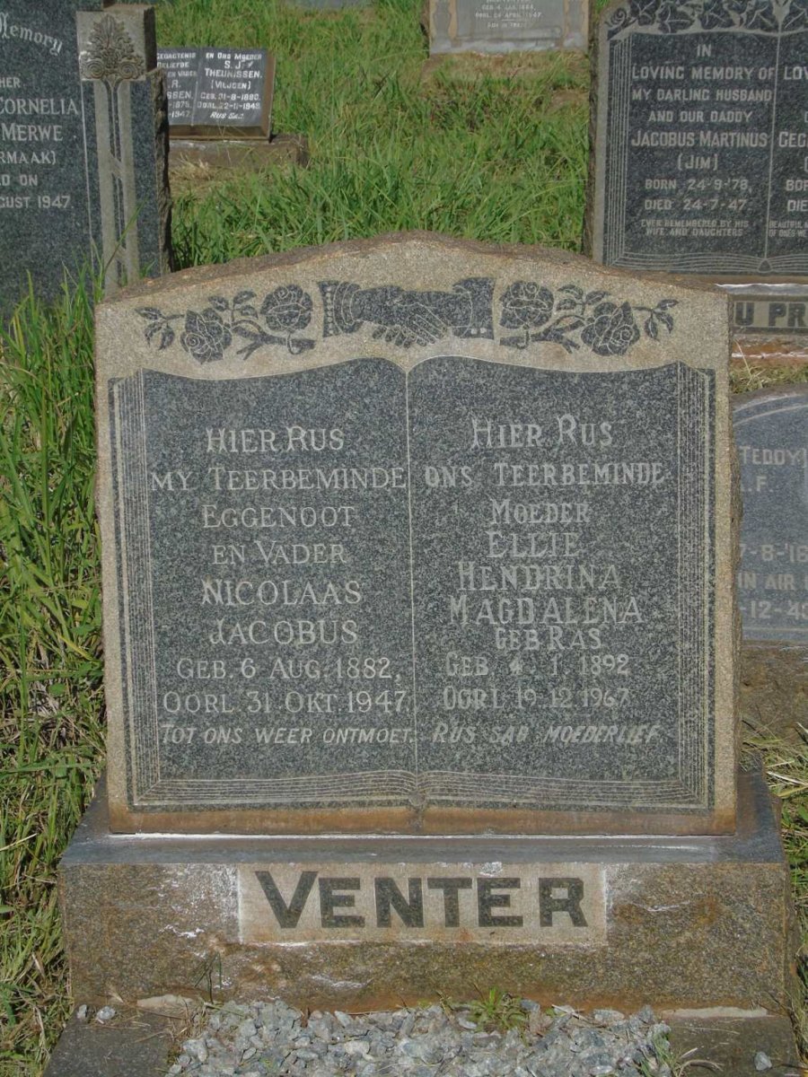 VENTER Nicolaas Jacobus 1882-1947 & Ellie Hendrina Magdalena RAS 1892-1962