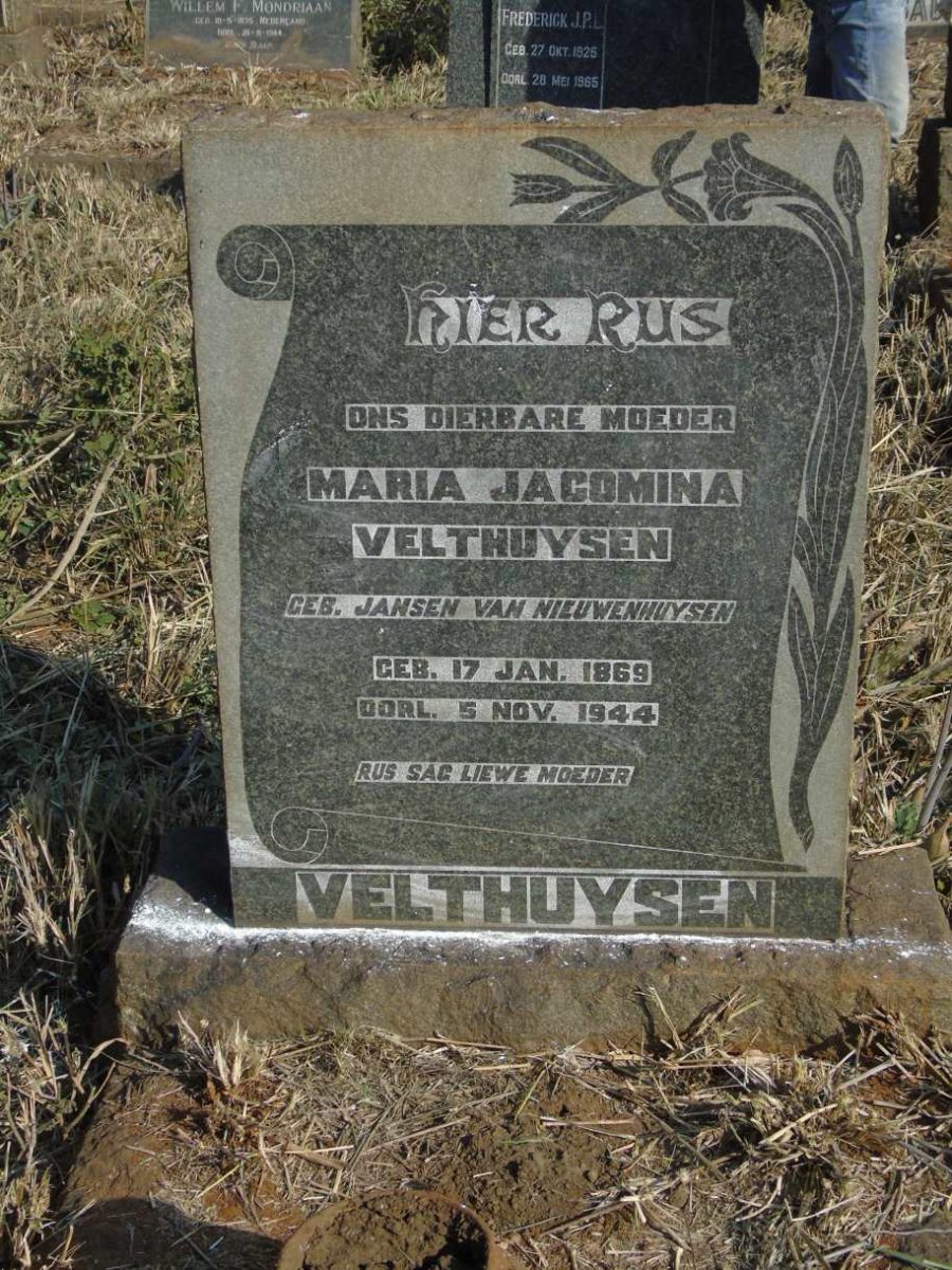 VELTHUYSEN Maria Jacomina nee JANSEN VAN NIEUWENHUYSEN 1869-1944