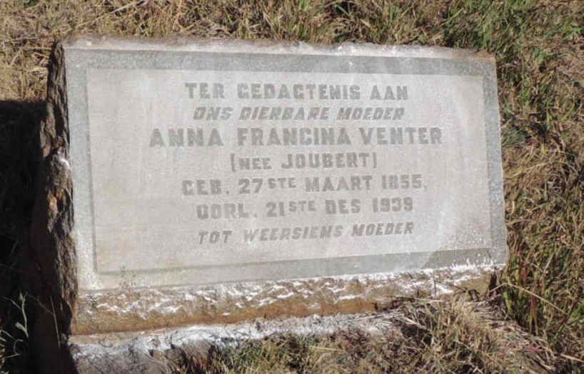 VENTER Anna Francina nee JOUBERT 1855-1939