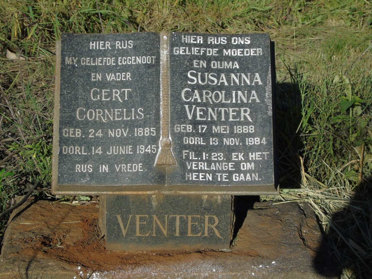 VENTER Gert Cornelis 1885-1945 & Susanna Carolina 1888-1984