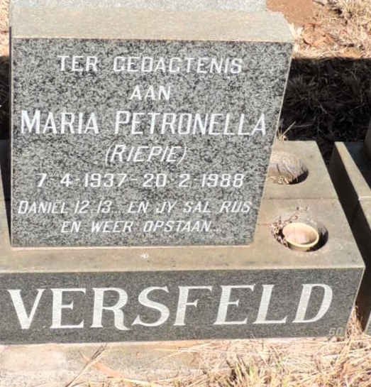 VERSFELD Maria Petronella 1937-1988