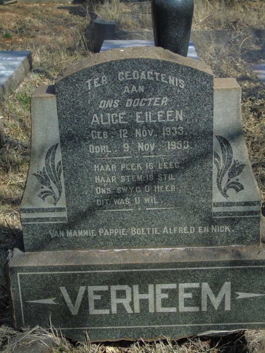 VERHEEM Alice Eileen 1933-1953