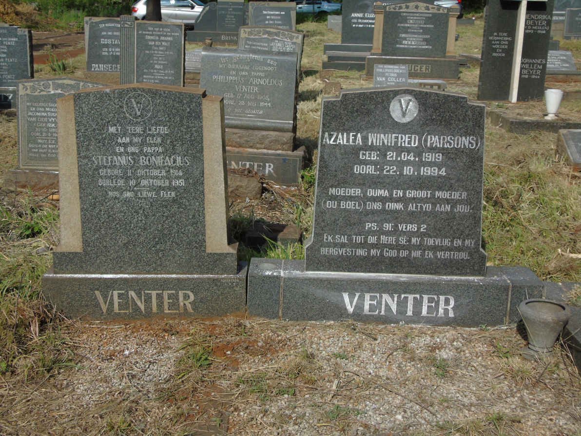VENTER Stefanus Bonifacius 1914-1951 & Azalea Winifred PARSONS 1919-1994