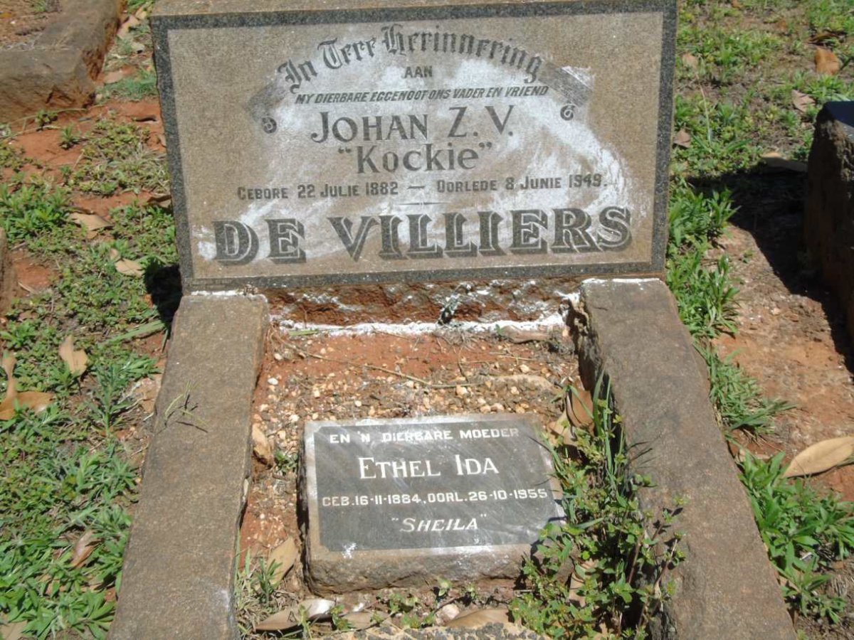VILLIERS Johan Z.V., de 1882-1949 & Ethel Ida 1884-1955 