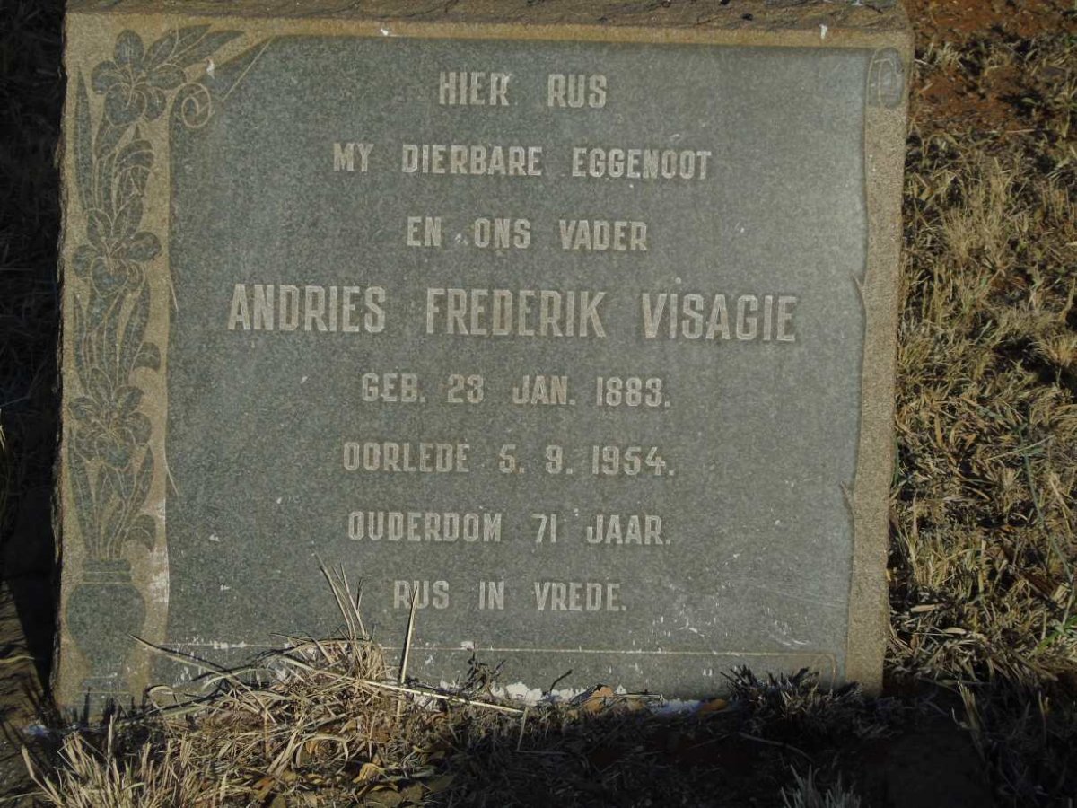 VISAGIE Andries Frederik 1883-1954