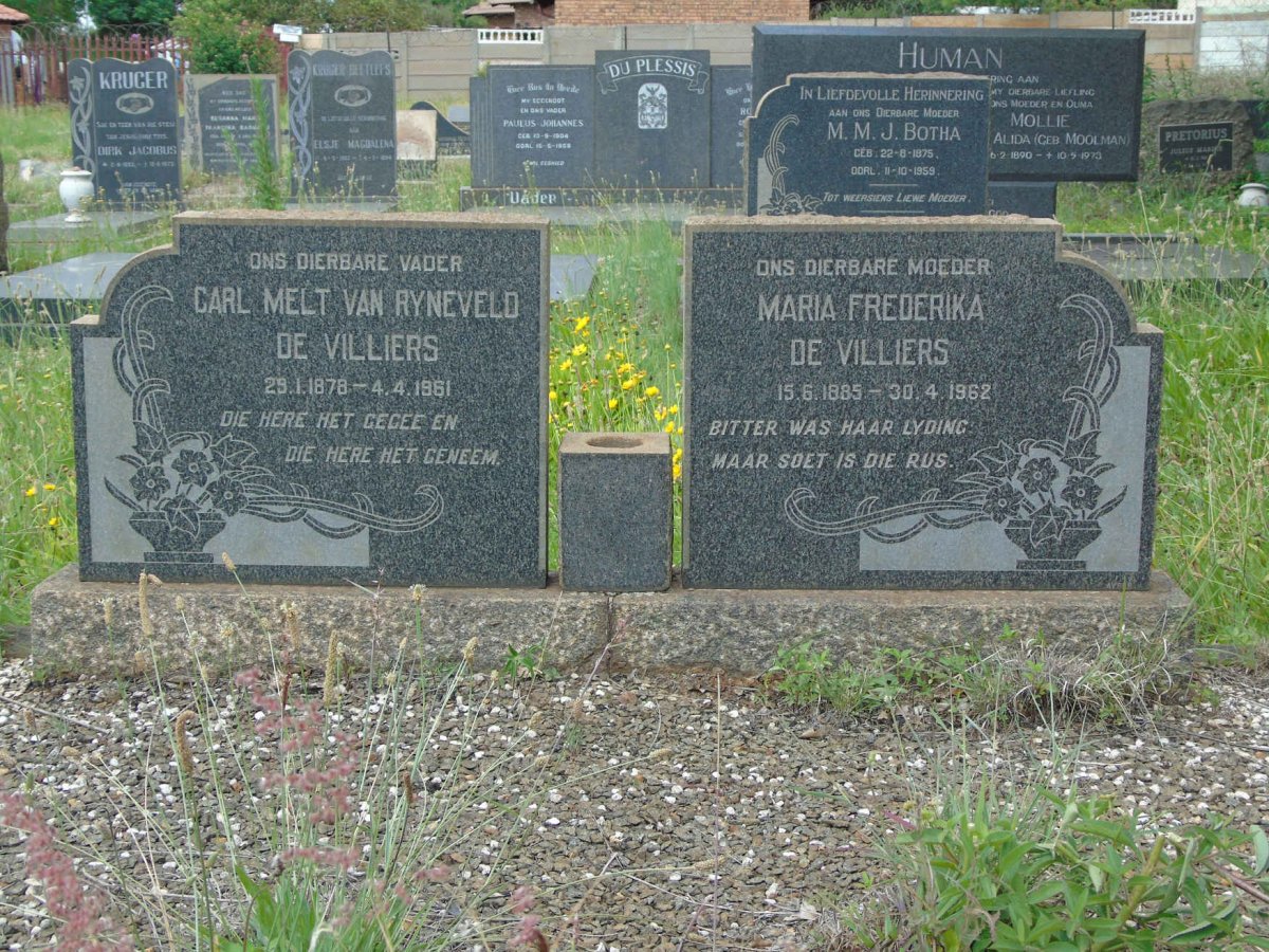 VILLIERS Carl Melt Van Ryneveld, de 1878-1961 &amp; Maria Frederika 1885-1962
