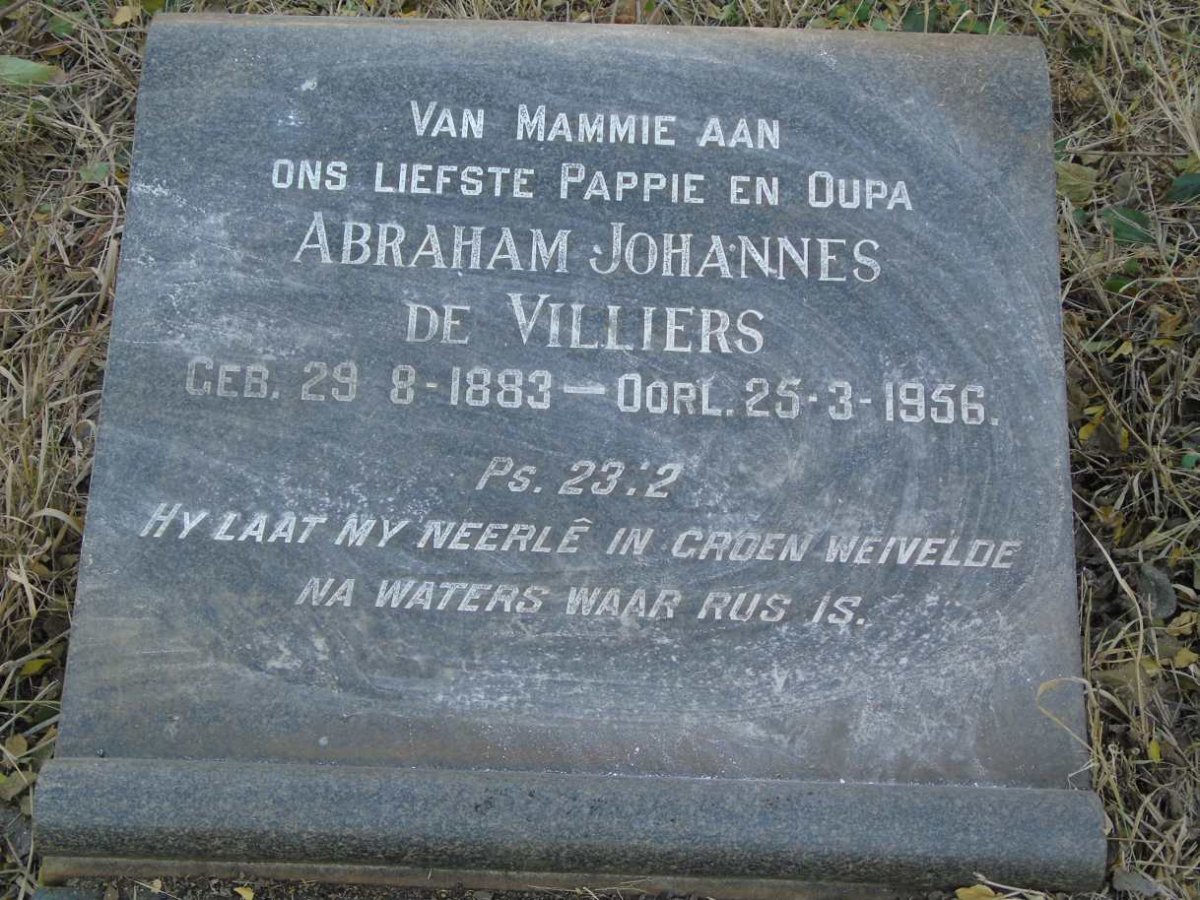 VILLIERS Abraham Johannes, de 1883-1956