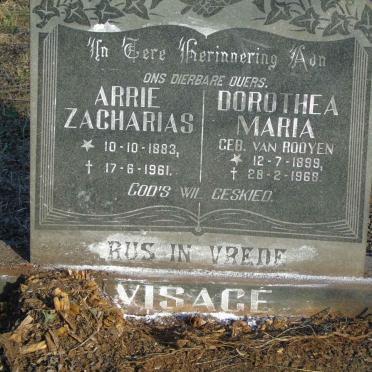 VISAGE Arrie Zacharias 1883-1961 & Dorothea Maria VAN ROOYEN 1899-1968