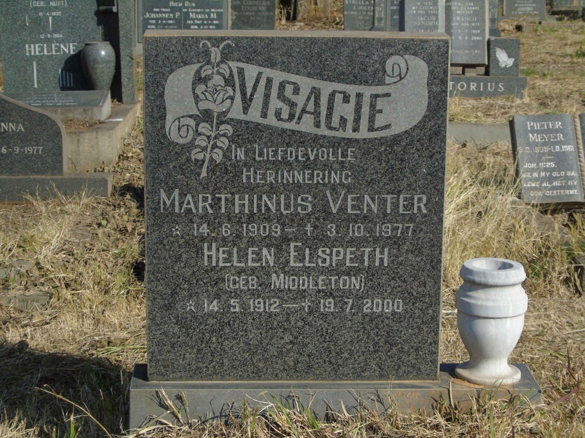 VISAGIE Marthinus 1909-1977 &amp; Helen Elspeth MIDDLETON 1912-2000