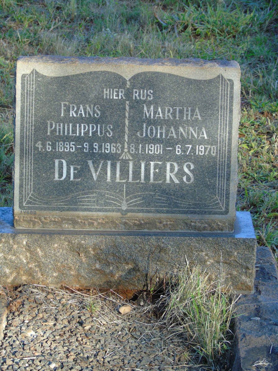 VILLIERS Frans Philippus, de 1895-1963 &amp; Martha Johanna 1901-1970