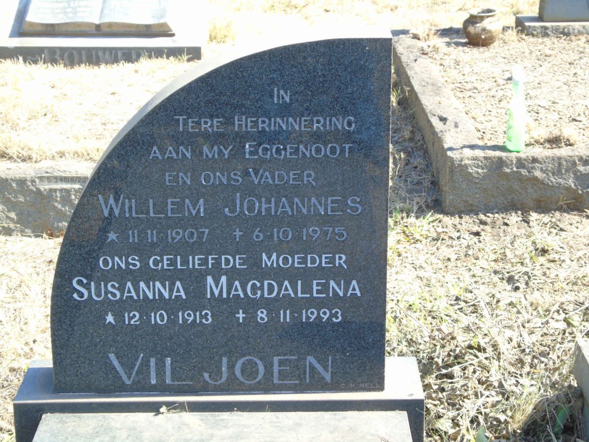 VILJOEN Willem Johannes 1907-1975 &amp; Susanna Magdalena 1913-1993