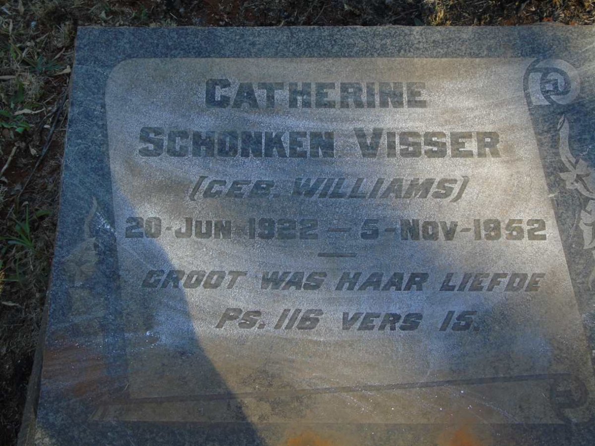 VISSER Catherine Schonken nee WILLIAMS 1922-1952