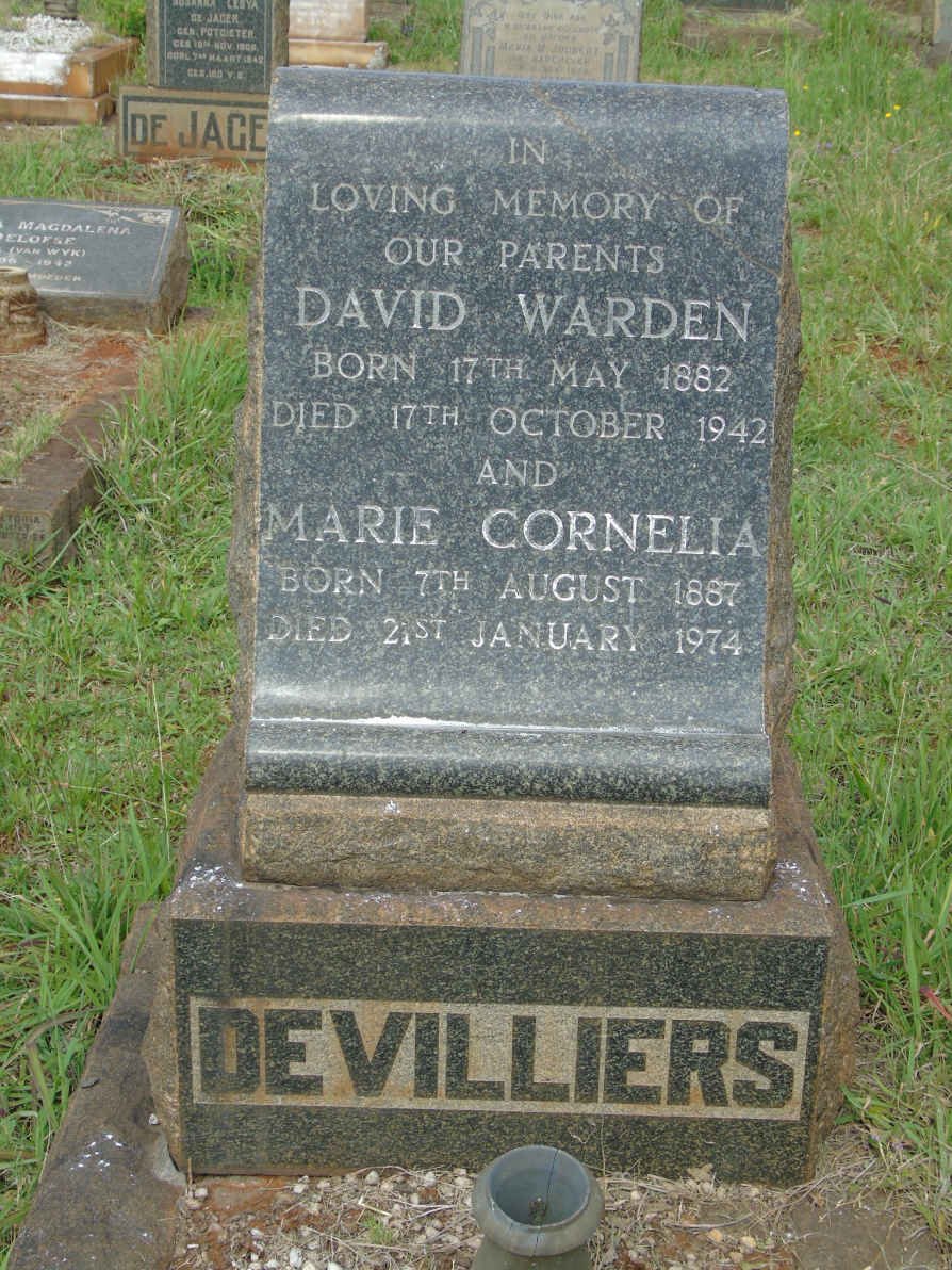 VILLIERS David Warden, de 1882-1942 & Marie Cornelia 1887-1974