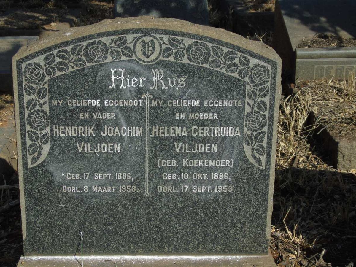 VILJOEN Hendrik Joachim 1886-1958 & Helena Gertruida KOEKEMOER 1896-1953