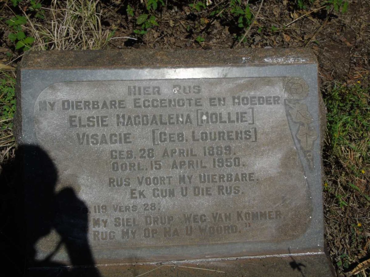 VISAGIE Elsie Magdalena nee LOURENS 1889-1950