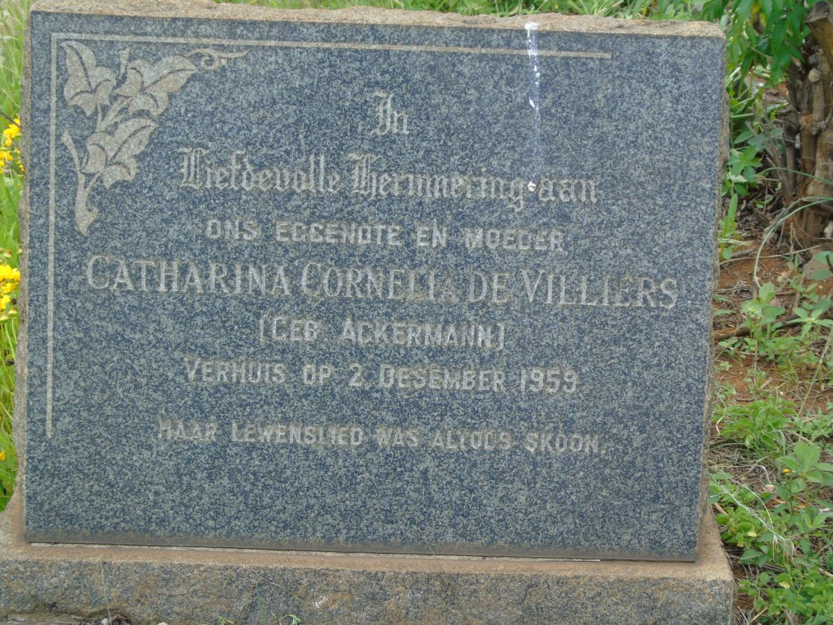 VILLIERS Catharina Cornelia, de nee ACKERMANN -1959