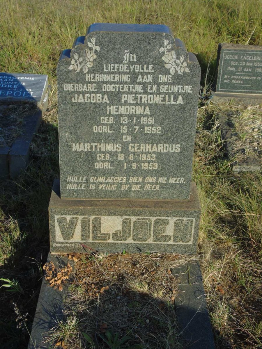 VILJOEN Jacoba Petronella Hendrina 1951-1952 :: VILJOEN Marthinus Gerhardus 1953-1953