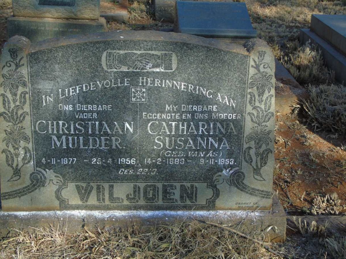VILJOEN Christiaan Mulder 1877-1956 & Catharina Susanna VAN AS 1883-1953