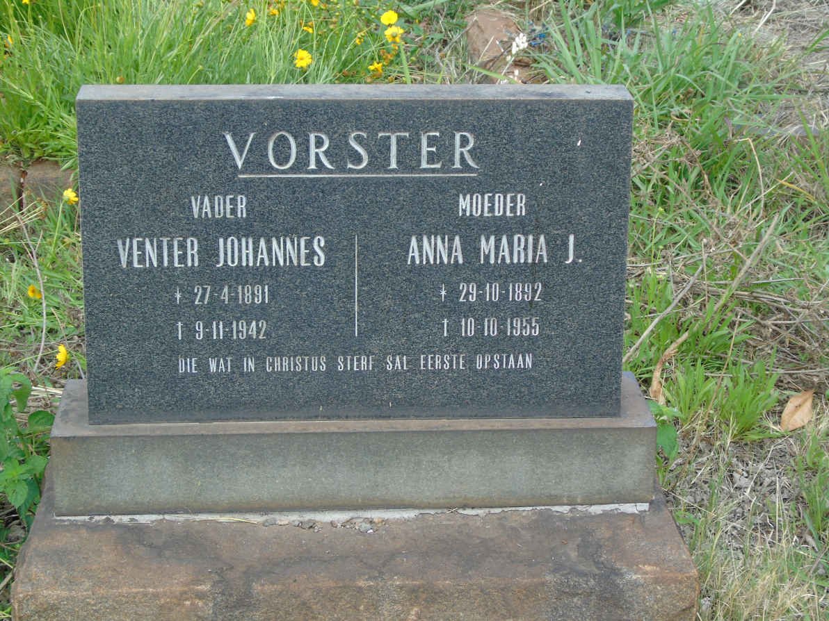 VORSTER Venter Johannes 1891-1942 &amp; Anna Maria J. 1892-1955