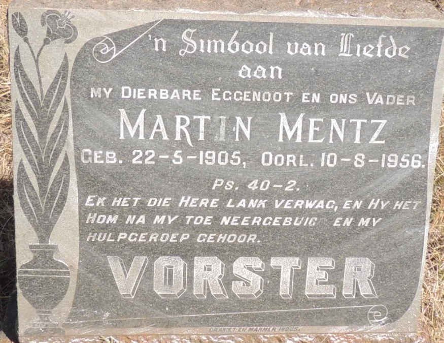 VORSTER Martin Mentz 1905-1956